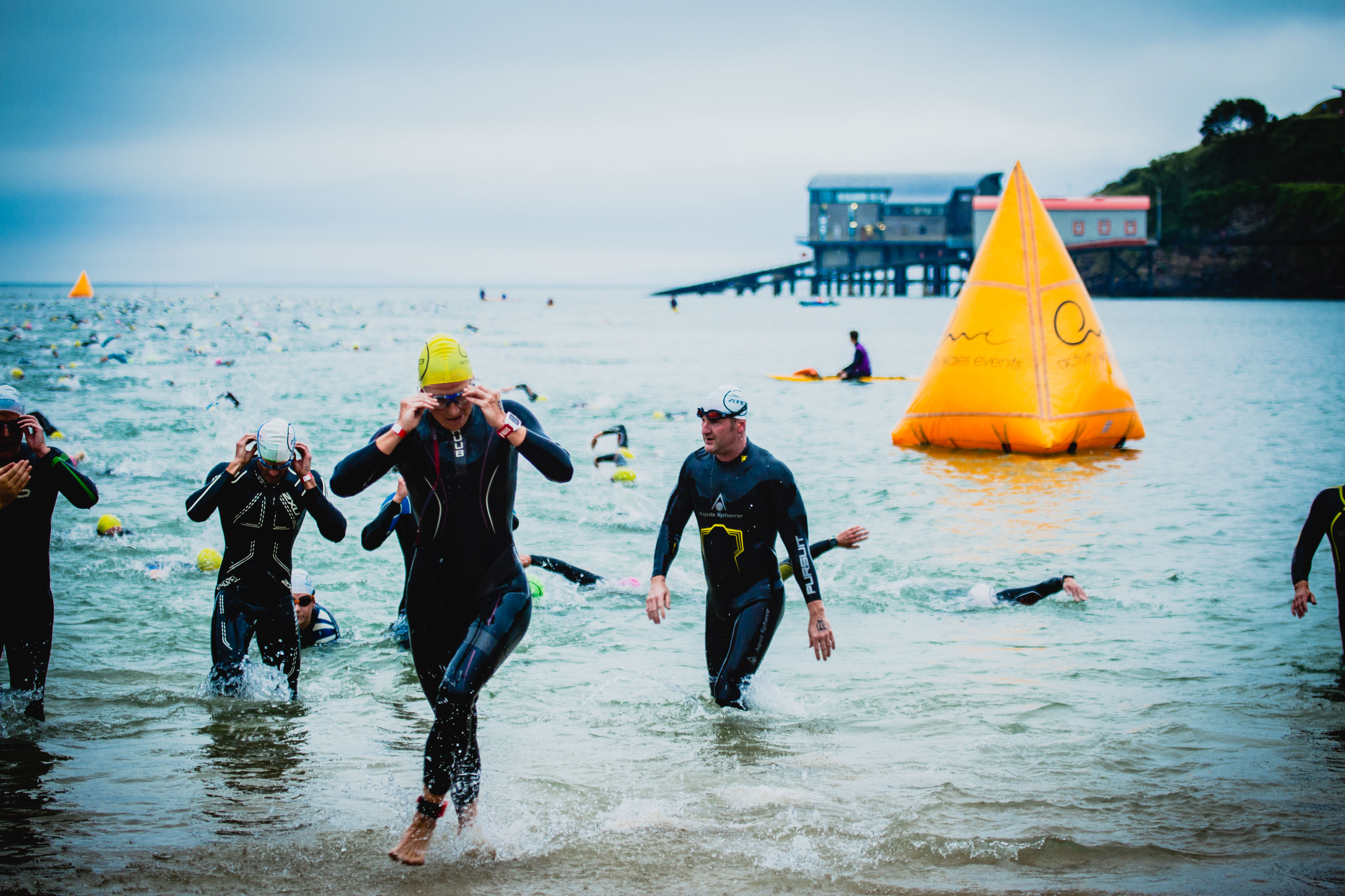 Long Course Weekend swimmers at Tenby North Beach