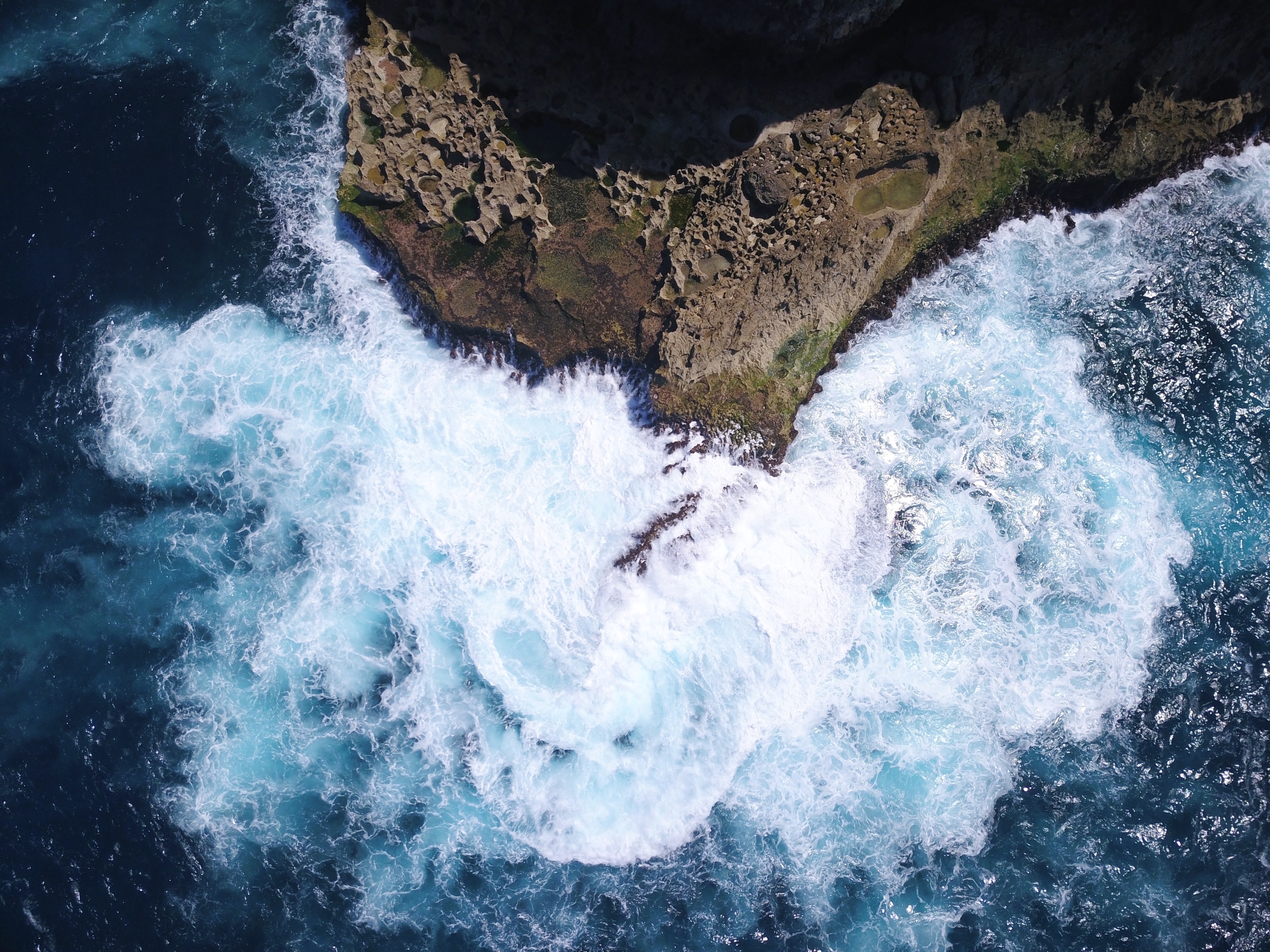 Overhead view of coast from plane
