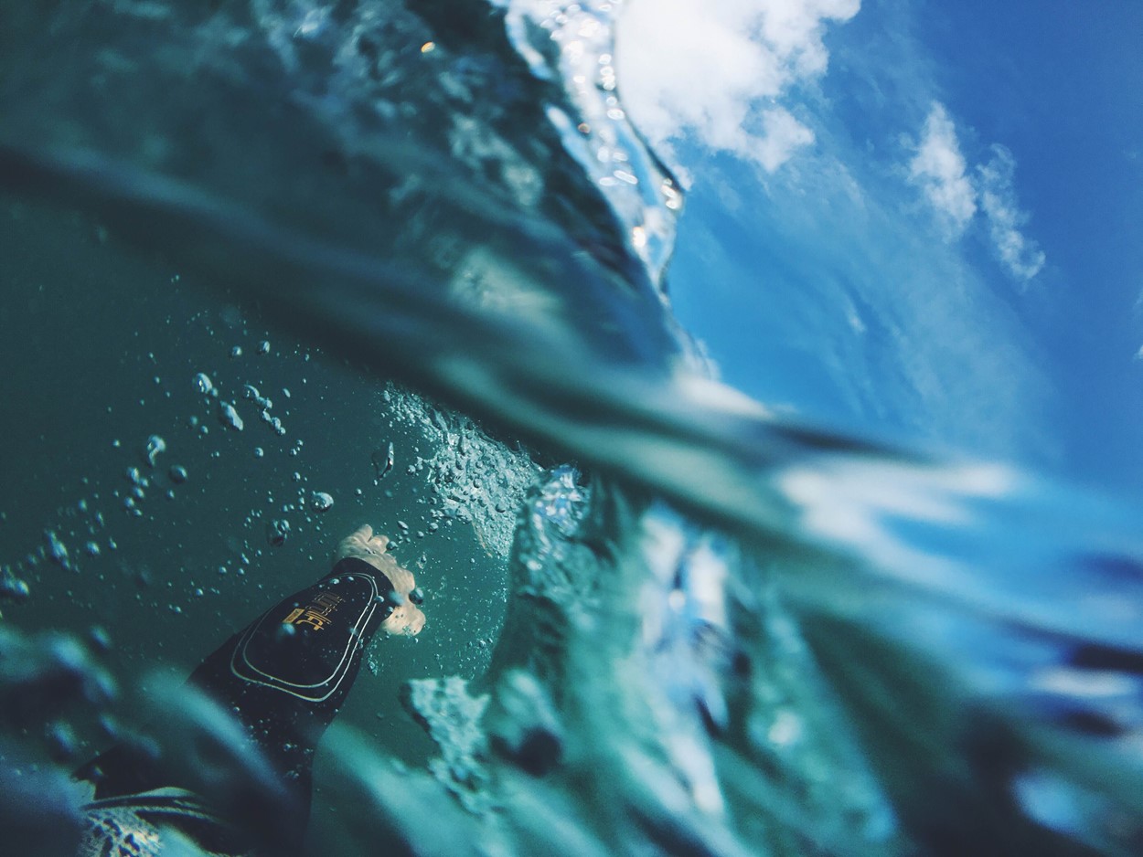 Man swimming in Pembrokeshire sea