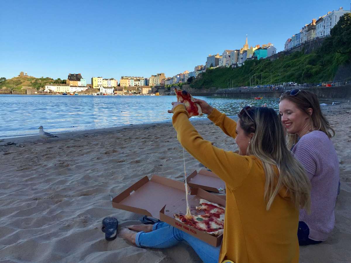 Pizza on Tenby Beach, Pembrokeshire