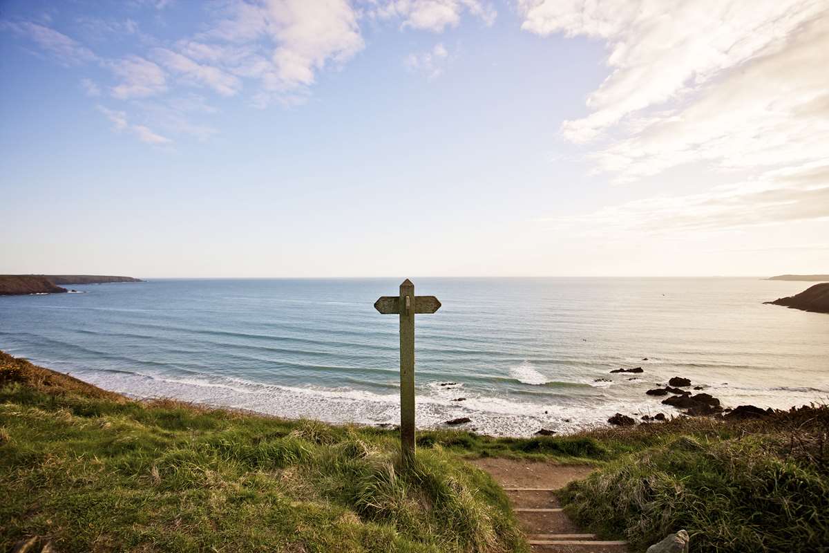 The Pembrokeshire Coastal Path on a sunny day