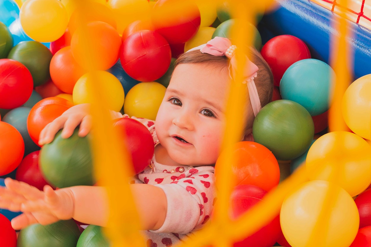 Baby in indoor ball pit