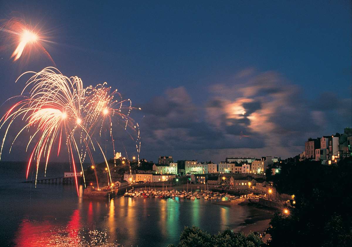 Tenby Fireworks display over Harbour