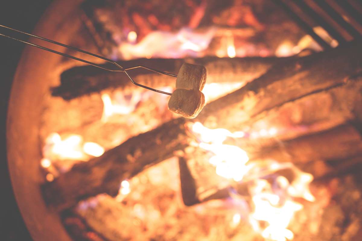 Roasting marshmallows over fire