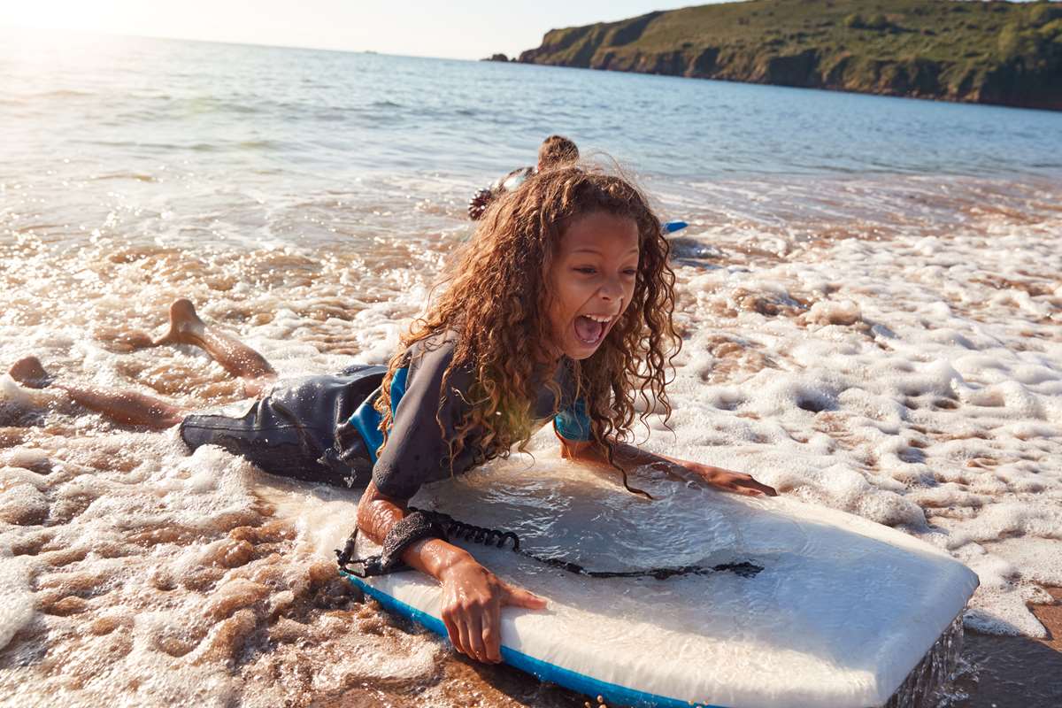 Children having fun at the beach