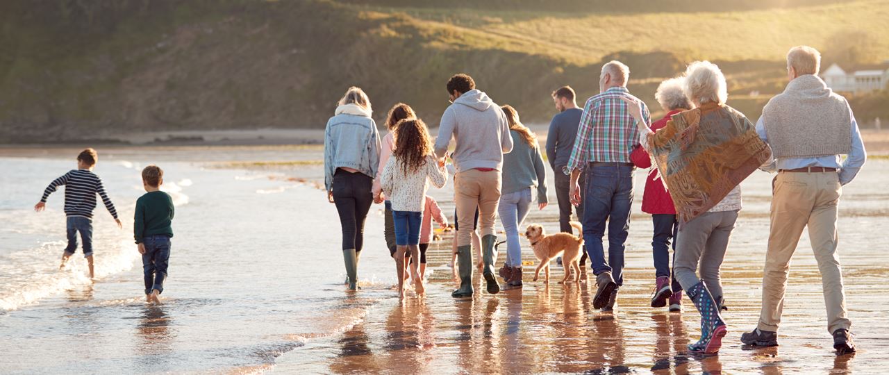 Multigenerational family enjoying a holiday in Pembrokeshire