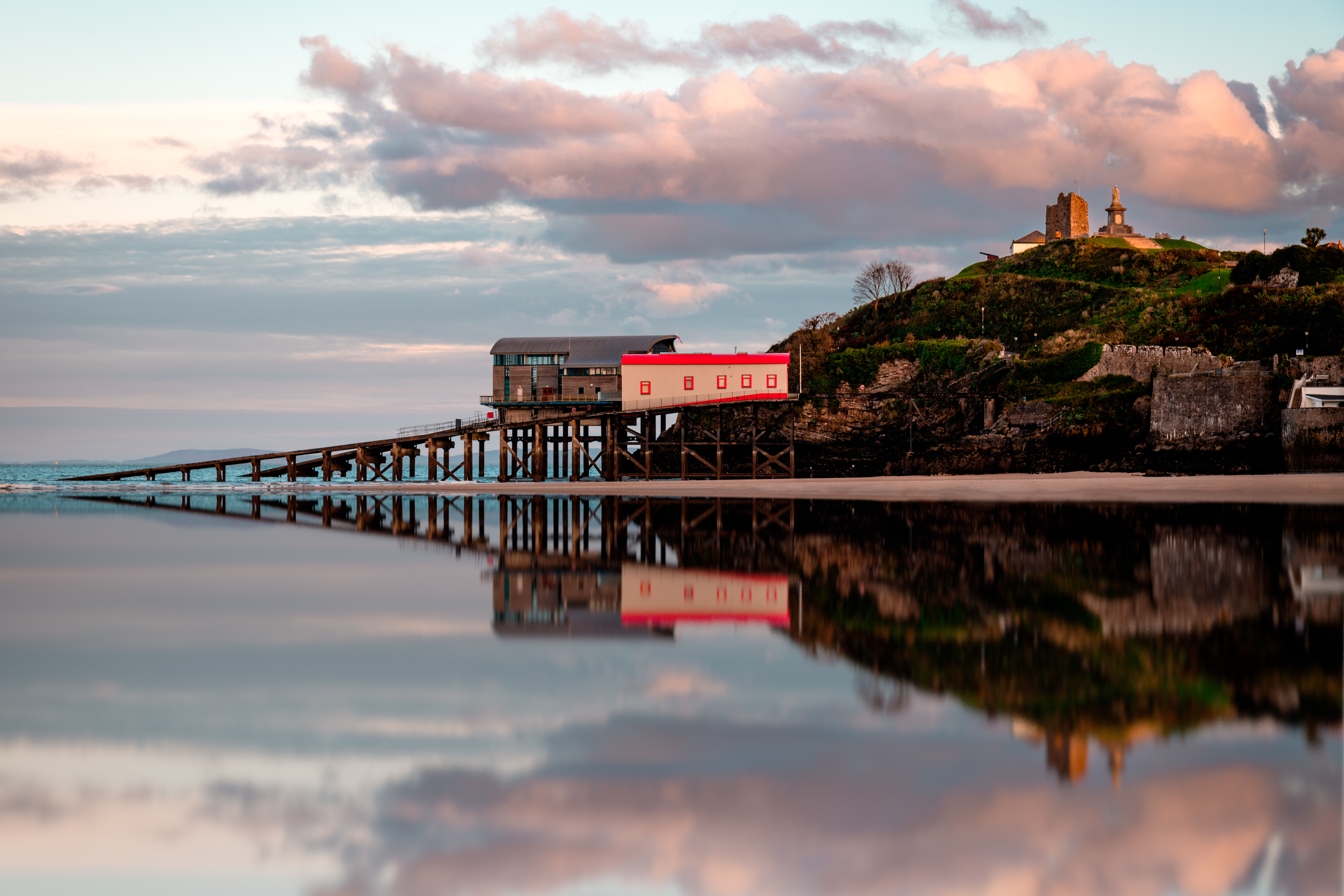 Old and new lifeboat stations in Tenby, Wales