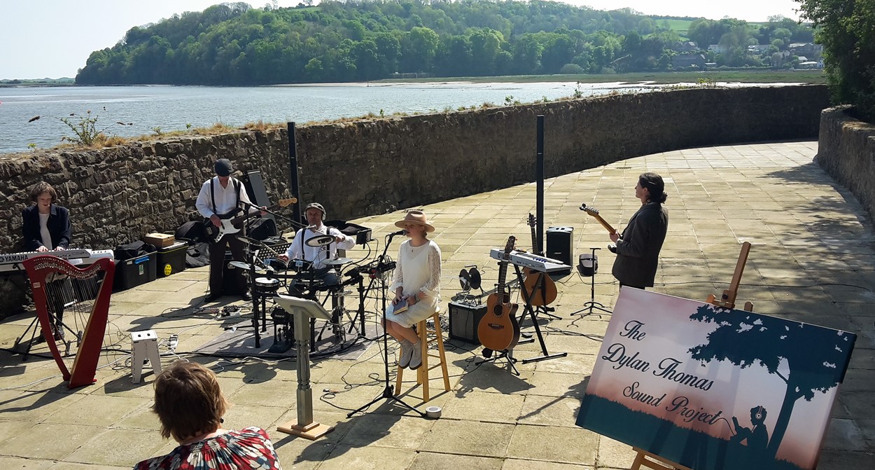 The Dylan Thomas Sound Project performing at the Boathouse in Laugharne