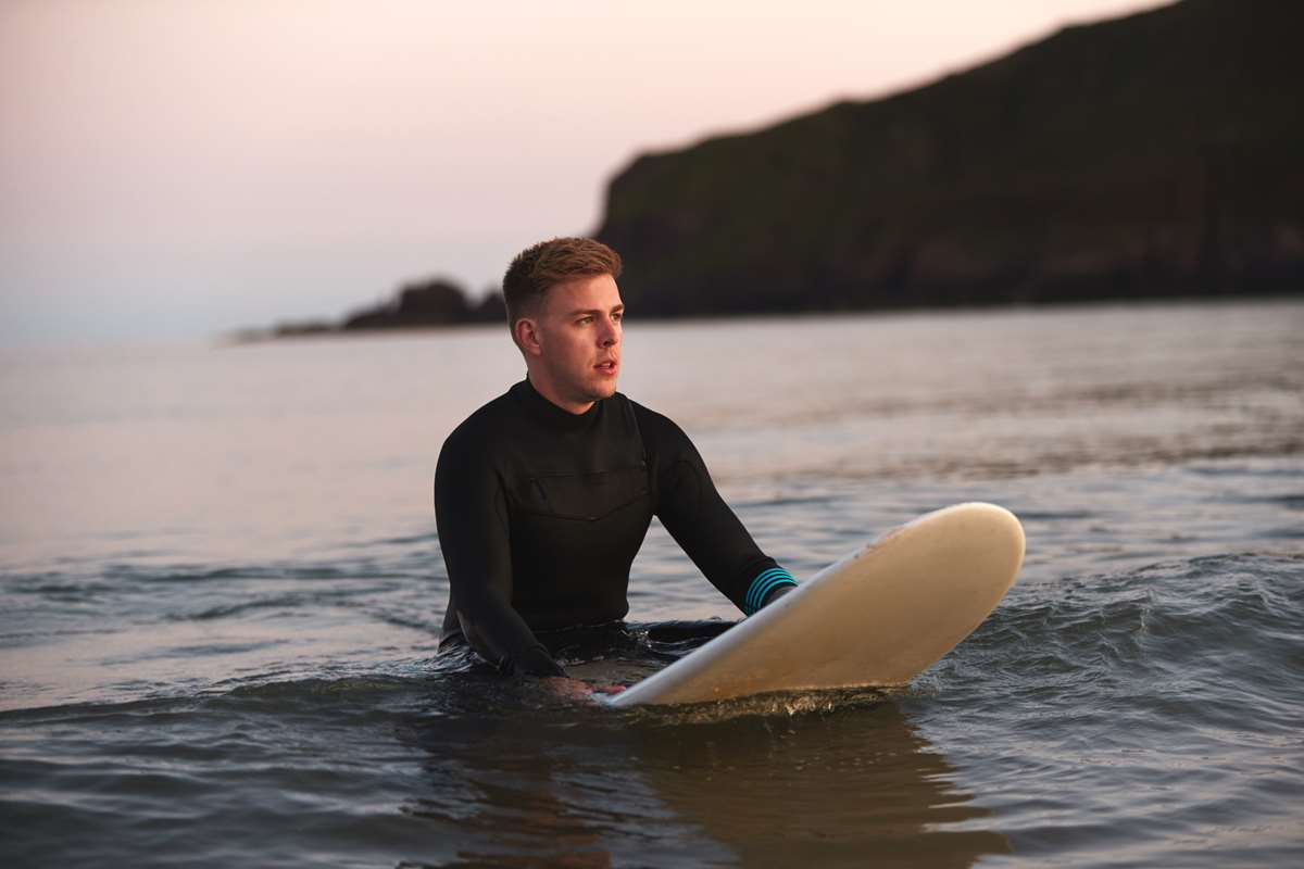 Surfing at Freshwater East