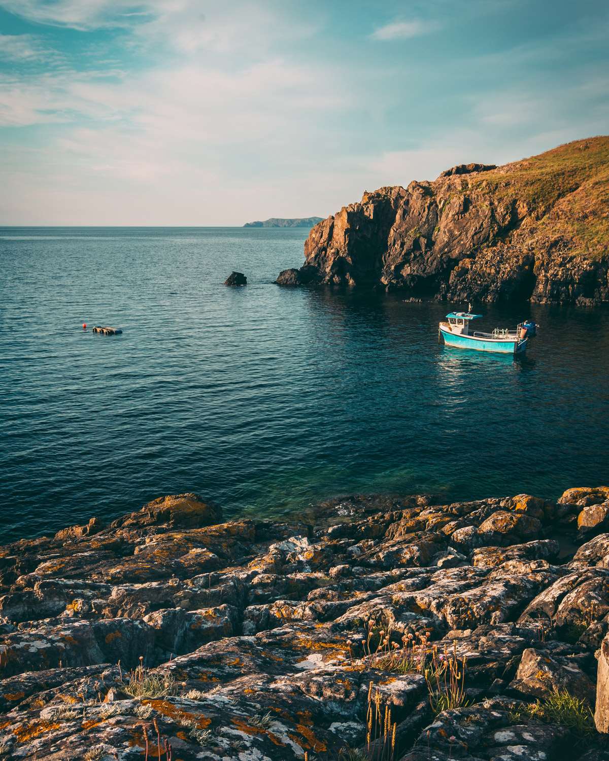 A boat moored in Abercastle