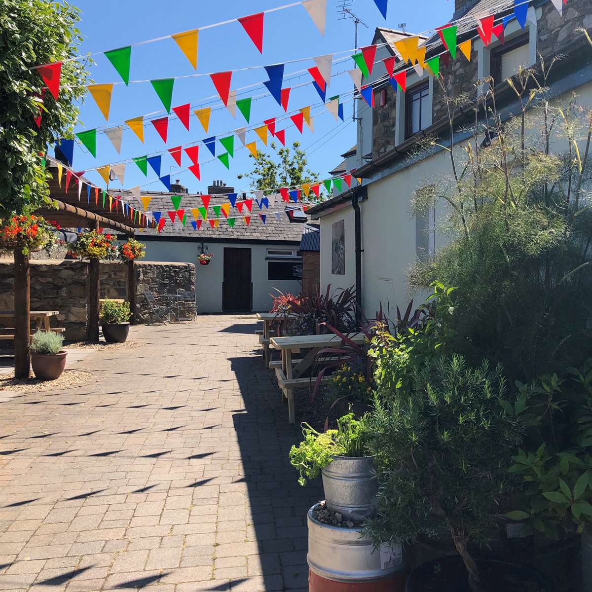 Beer garden at The Castle Inn in Newport, Pembrokeshire