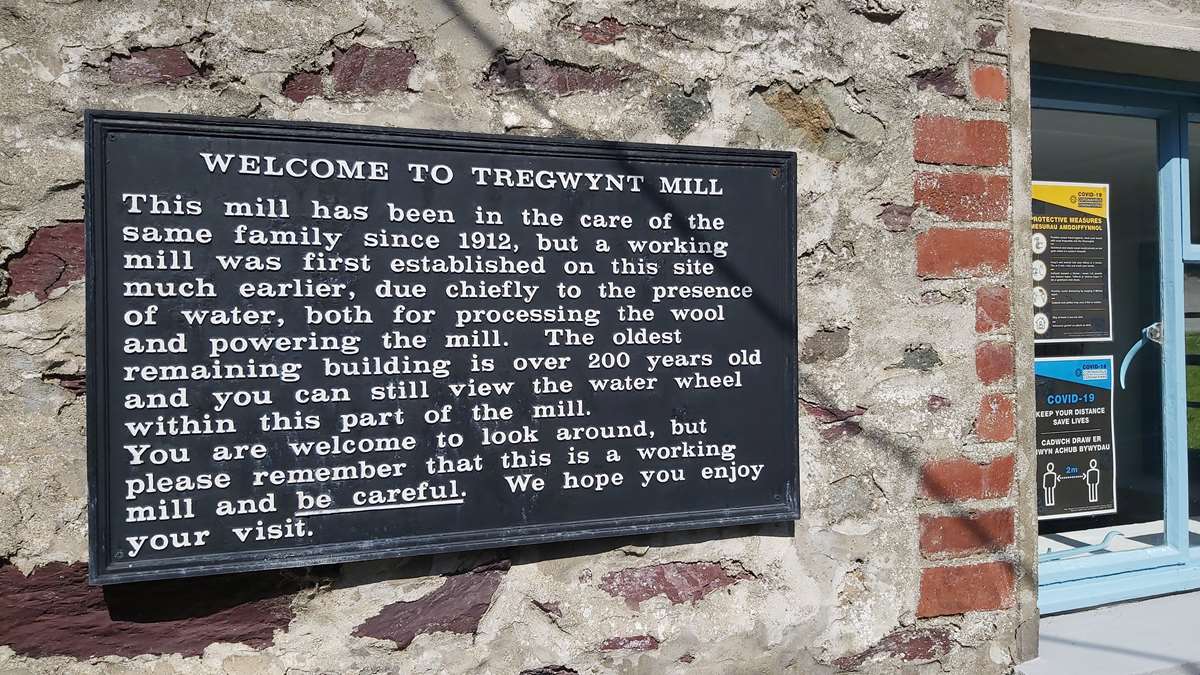 Plaque outside Melin Tregwynt