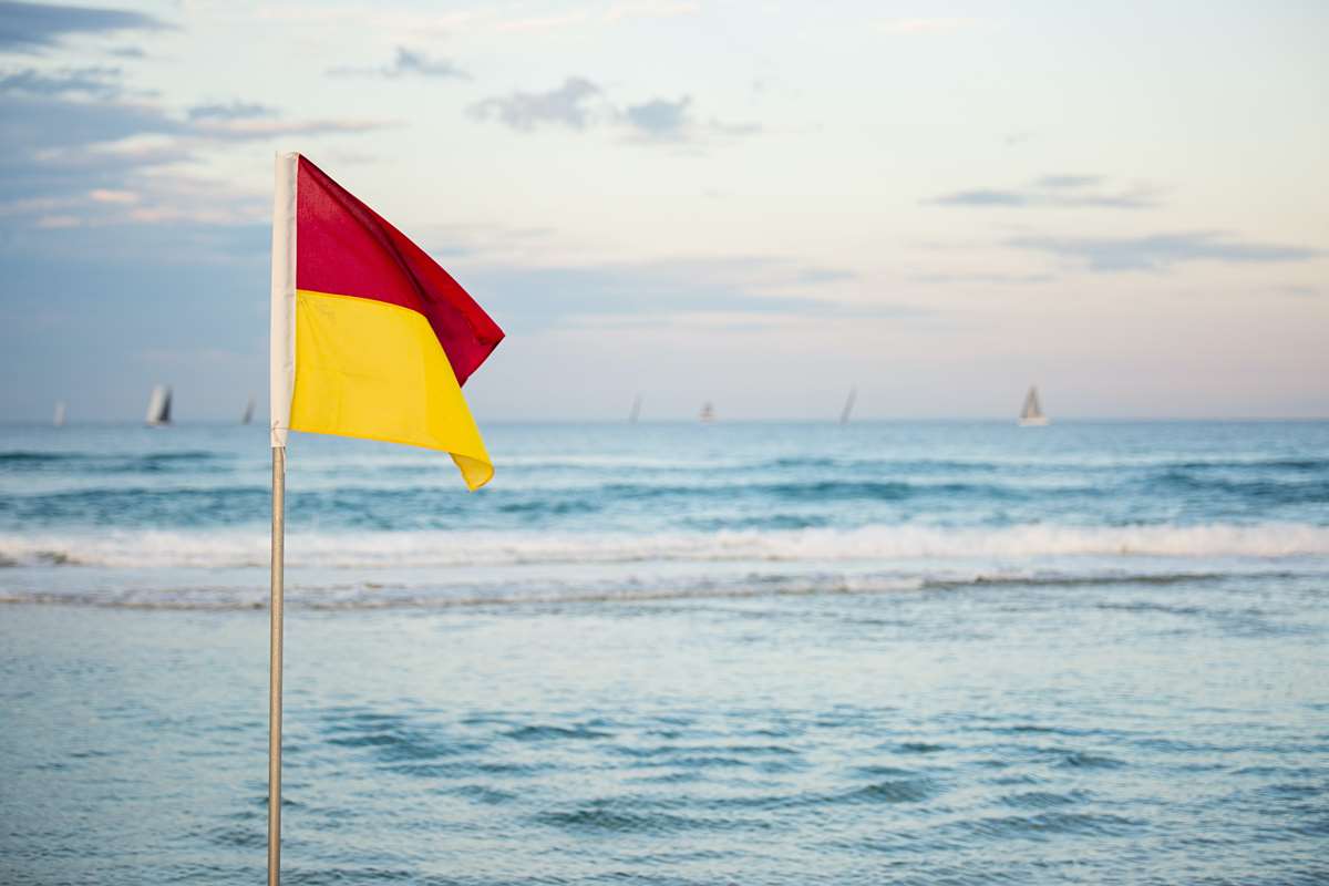 Red and yellow beach flag