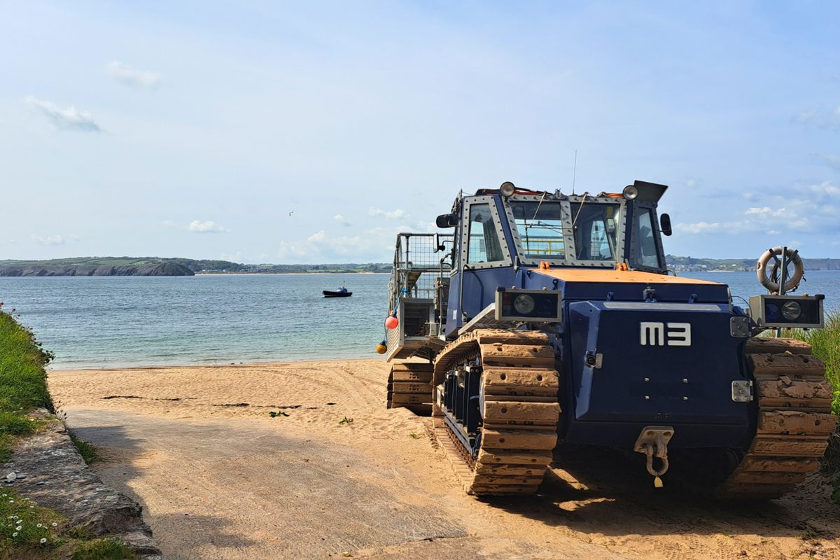 The Tractor with Sprocket Wheels at Caldey