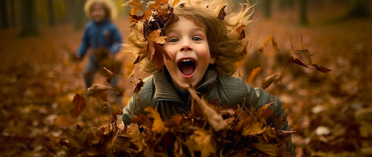 Kids in Autumn Woodlands