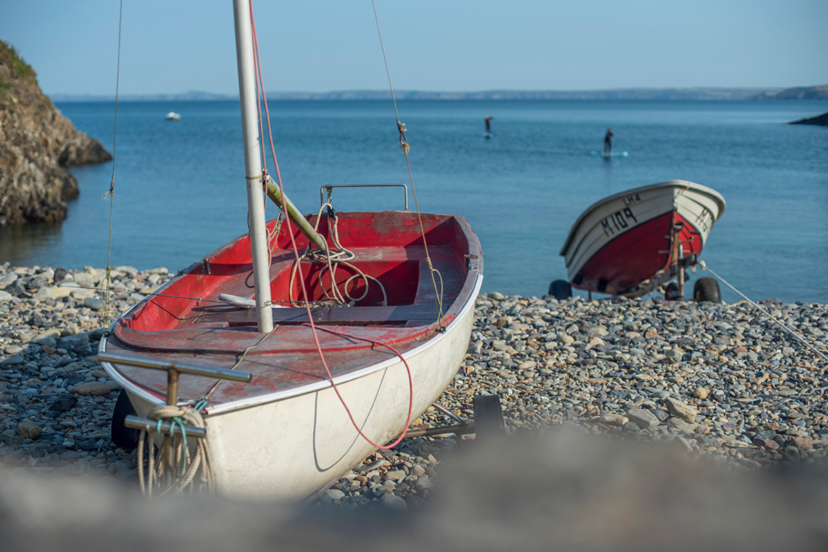 Boats and Bodyboarders in Little Haven