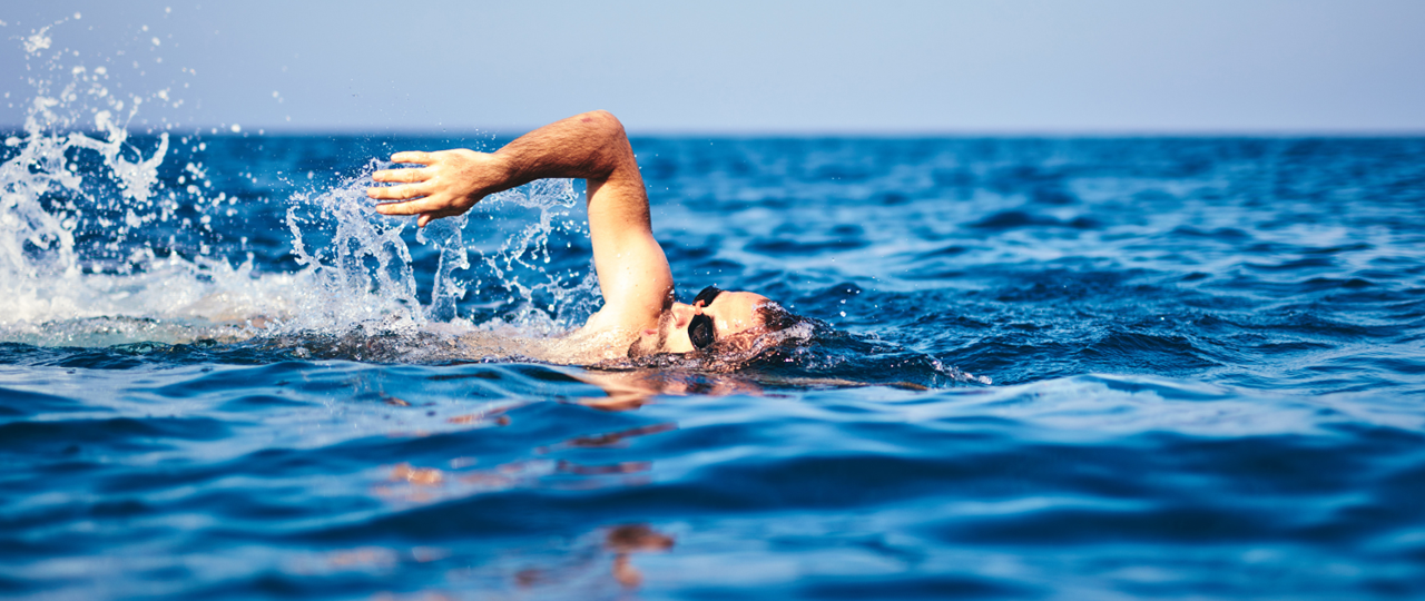 Wild swimmer in open water