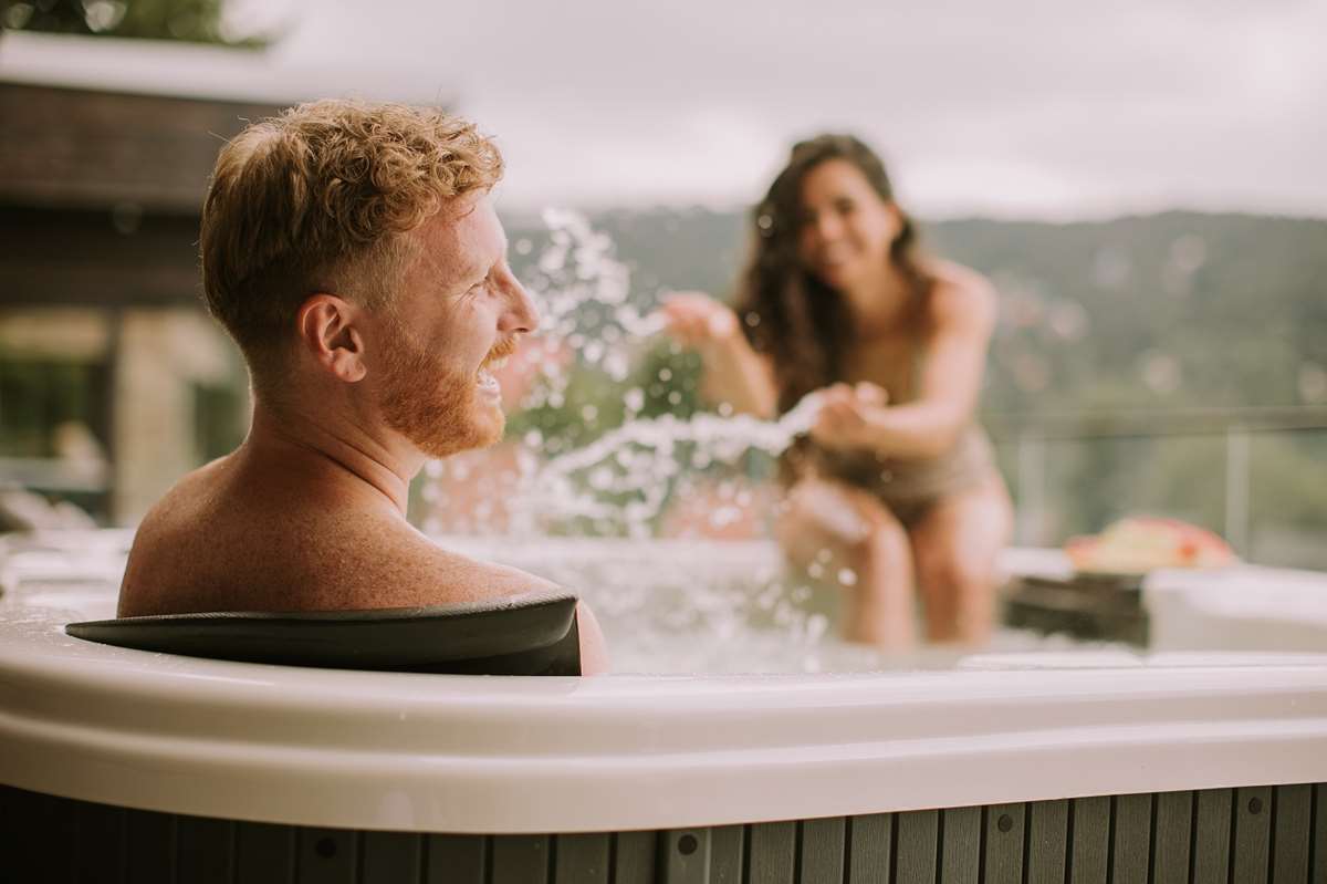 Couple in hot tub