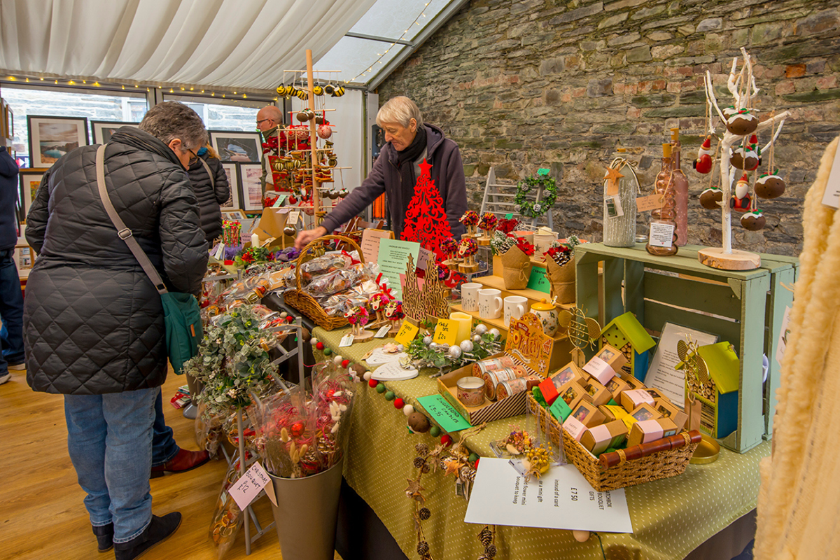 Festive stall at Cardigan Castle Christmas Fair